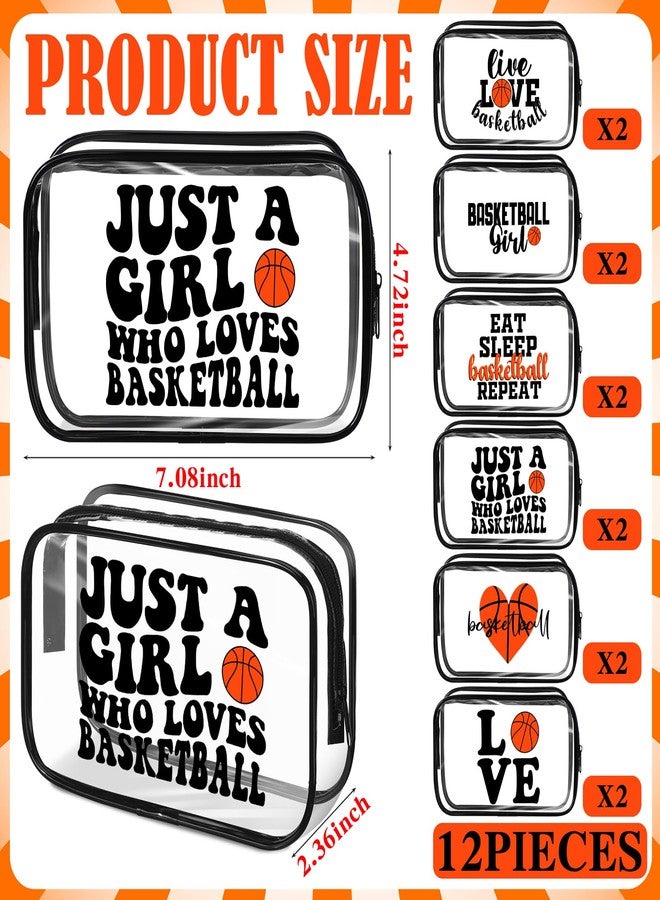 Reginary 12 Pcs 7 x 4.7 x 2.4'' Basketball Makeup Bag Clear Cosmetic Case Basketball Team Gifts Sport Goodie Bag Stuffers Accessories for Woman Toiletry Zipper Pouch Team Party Favors - Image 2