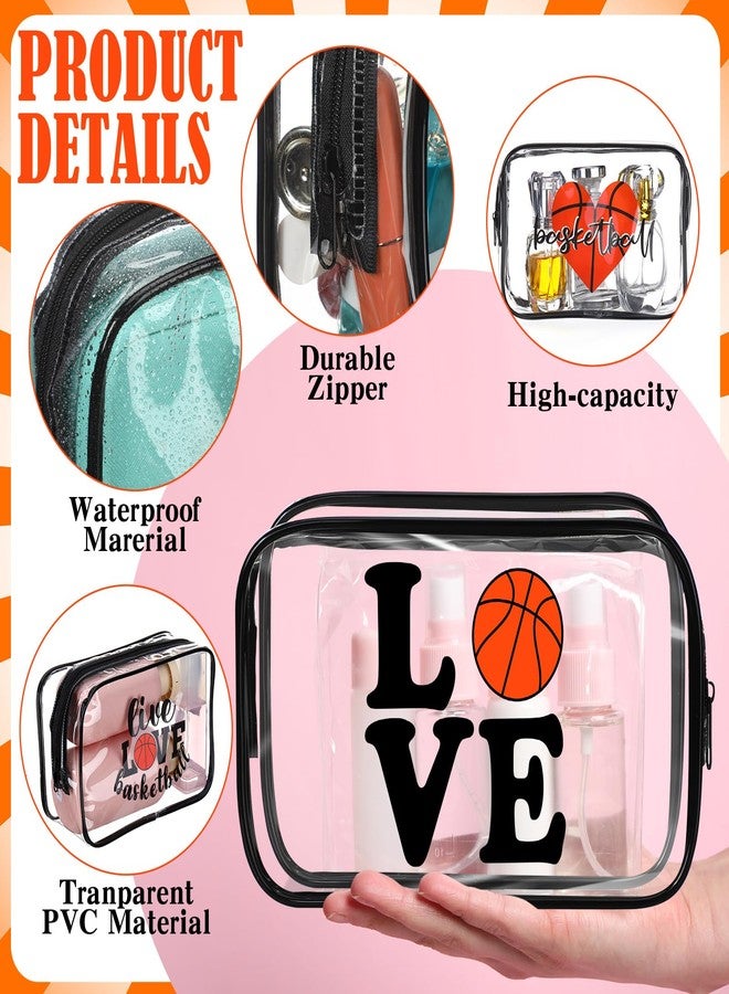 Reginary 12 Pcs 7 x 4.7 x 2.4'' Basketball Makeup Bag Clear Cosmetic Case Basketball Team Gifts Sport Goodie Bag Stuffers Accessories for Woman Toiletry Zipper Pouch Team Party Favors - Image 3