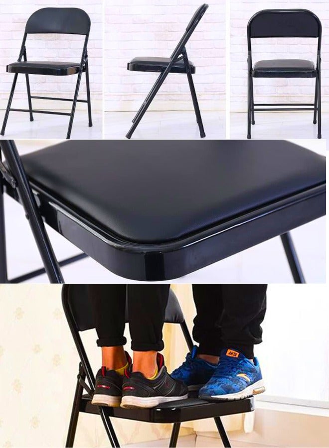 تشيس اب كرسي قابل للطي مع مقاعد مبطنة، كرسي محمول متعدد الوظائف للمنزل والمكتب والصيد في الهواء الطلق، أسود - Image 3