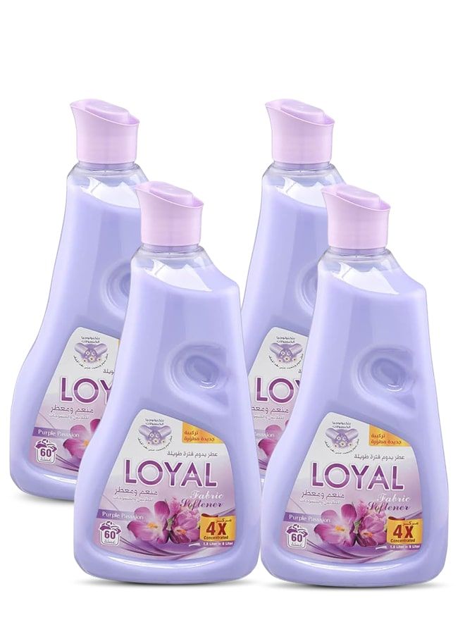 Loyal Fabric Softener And Freshner with Purple Passion Fragrance Capsule 30+30 Washes 4x750 ML