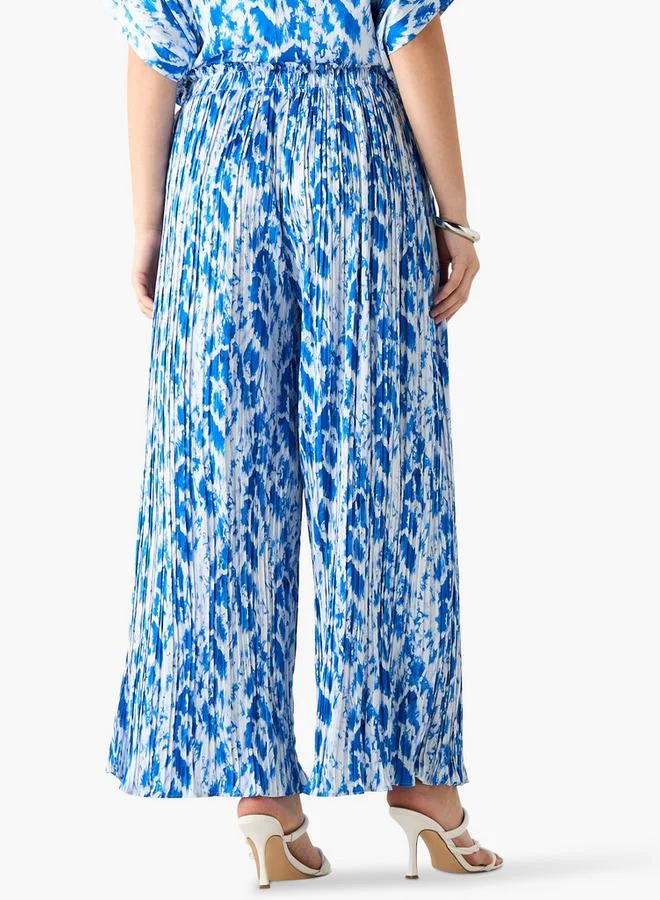 2Xtremz  2Xtremz Printed Mid-Rise Wide Leg Pants with Pockets for Women | Best Price UAE