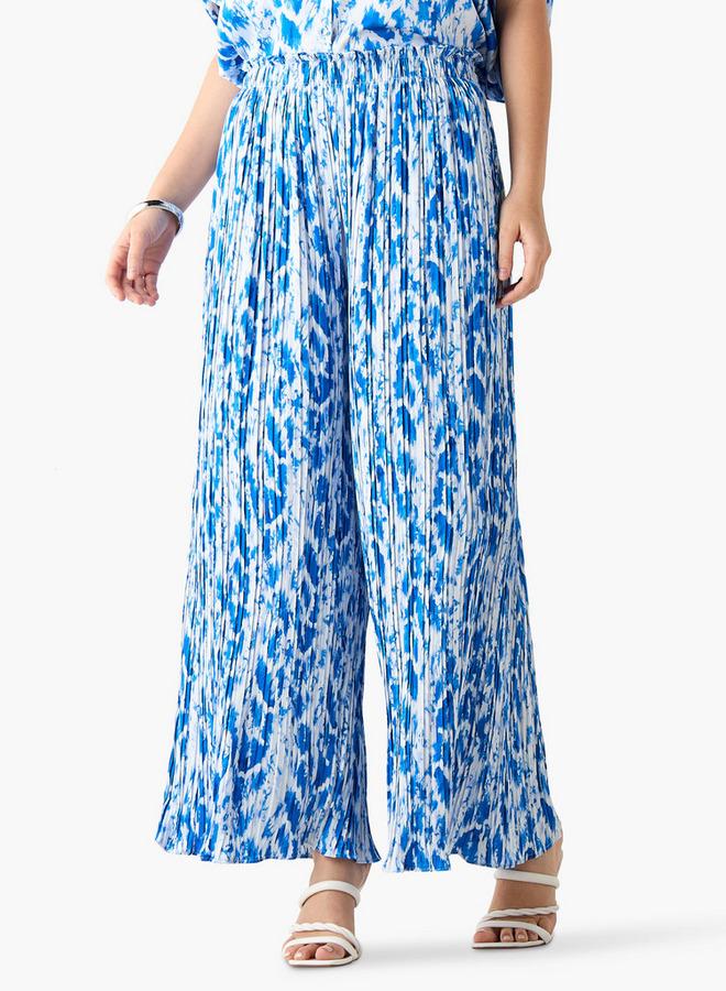 2Xtremz Printed Mid-Rise Wide Leg Pants with Pockets - Image 1