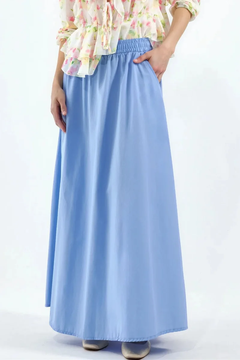 BUSEM Elastic Waist Midi Skirt with Pockets