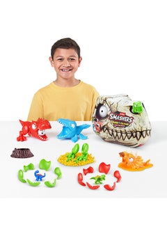 SMASHERS Dino Island T-Rex Battle Playset (Medium) (S1) Boys Dinosaur Battling Toys Shoots Fires Collectible Surprise Unboxing Skull Boys Dino Figures  - Image 2