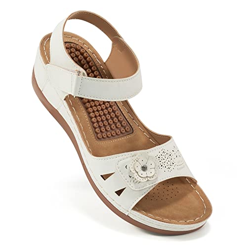 FUDYNMALC Sandals for Women Orthopedic Shoes: Comfortable Dressy Womens Wedge Sandal Summer Walking Wedges - Casual Platform Sandals with Adjustable Hook Loop - Image 1