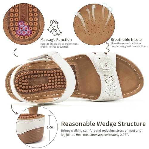 FUDYNMALC Sandals for Women Orthopedic Shoes: Comfortable Dressy Womens Wedge Sandal Summer Walking Wedges - Casual Platform Sandals with Adjustable Hook Loop - Image 4