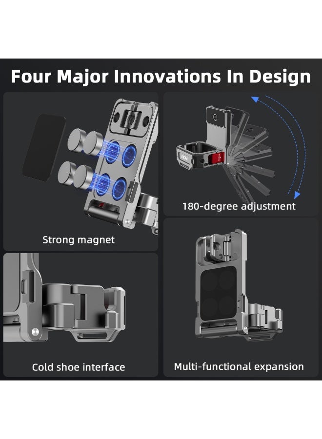 BRDRC Aluminum Magnetic Base for DJI Osmo Pocket 3 – Multi-Functional Mount with Expansion Ports, Sponge Padding, Strong Magnetic Hold & Accessory Adapter for Backpack Clip, Tripod, Handle - Image 2