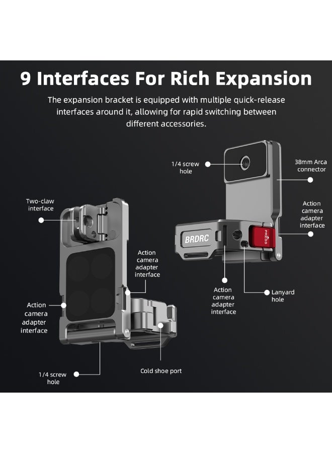 BRDRC Aluminum Magnetic Base for DJI Osmo Pocket 3 – Multi-Functional Mount with Expansion Ports, Sponge Padding, Strong Magnetic Hold & Accessory Adapter for Backpack Clip, Tripod, Handle - Image 3
