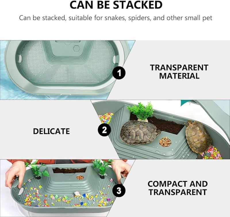 حوض السلاحف الخضراء مع منصة التشمس موطن متعدد المناطق سهل التنظيف - Image 3