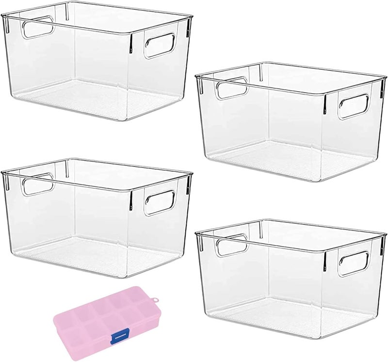 BPA Plastic Storage Bins - Storage Box Organizer - Kitchen Organizers - Fridge Storage Containers - Cabinet Container Bin - Bathroom Organiser - Toy Room Nursery Organizers ????? (SET of 4 ? Large) - Image 1