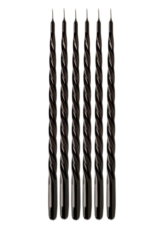 Luces Paraffin Wax Smokeless Scented Black Colour Twisted Stick Candles Decorations for Living Room Pack of 6 - Image 1