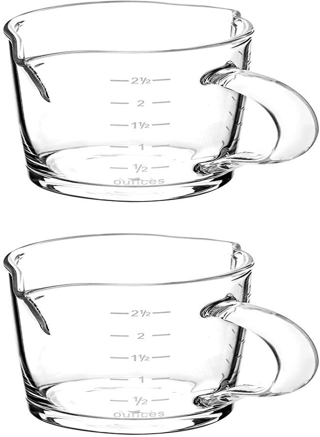 QWORK Espresso Shot Glass with Handle, 2 Pack 3-Ounce Double Spout Glass Measuring Cup Triple Pitcher Milk Cup with Two Scales (OZ&ML) - Image 5