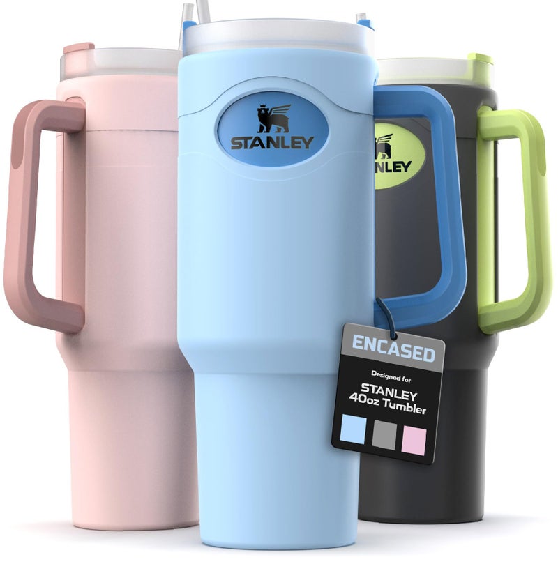 ENCASED Full-Sleeve Silicone Skin for Stanley 40oz Tumbler with Handle, Dent + Scratch Protection, Non-Slip Boot Case (Sky Blue) - Image 1