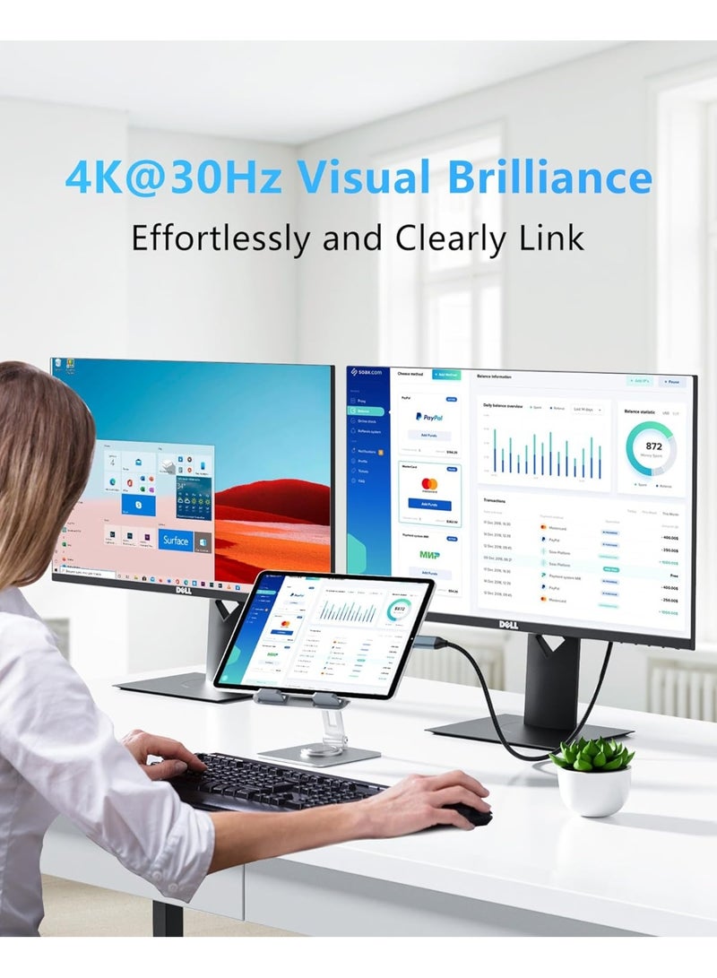 كابل USB C إلى HDMI بطول 3.3 قدم – دعم 4K@30Hz عالي السرعة متوافق مع iPhone 15 وMacBook - Image 3