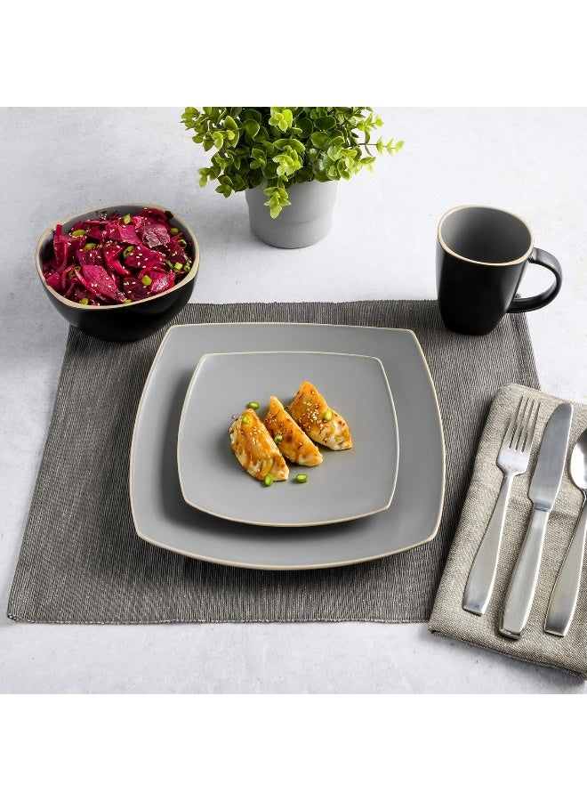 Gibson Soho Lounge طقم أدوات المائدة من جيبسون إليت سوهو لاونج لخدمة 4 أشخاص 16 قطعة رمادي غير لامع - Image 4