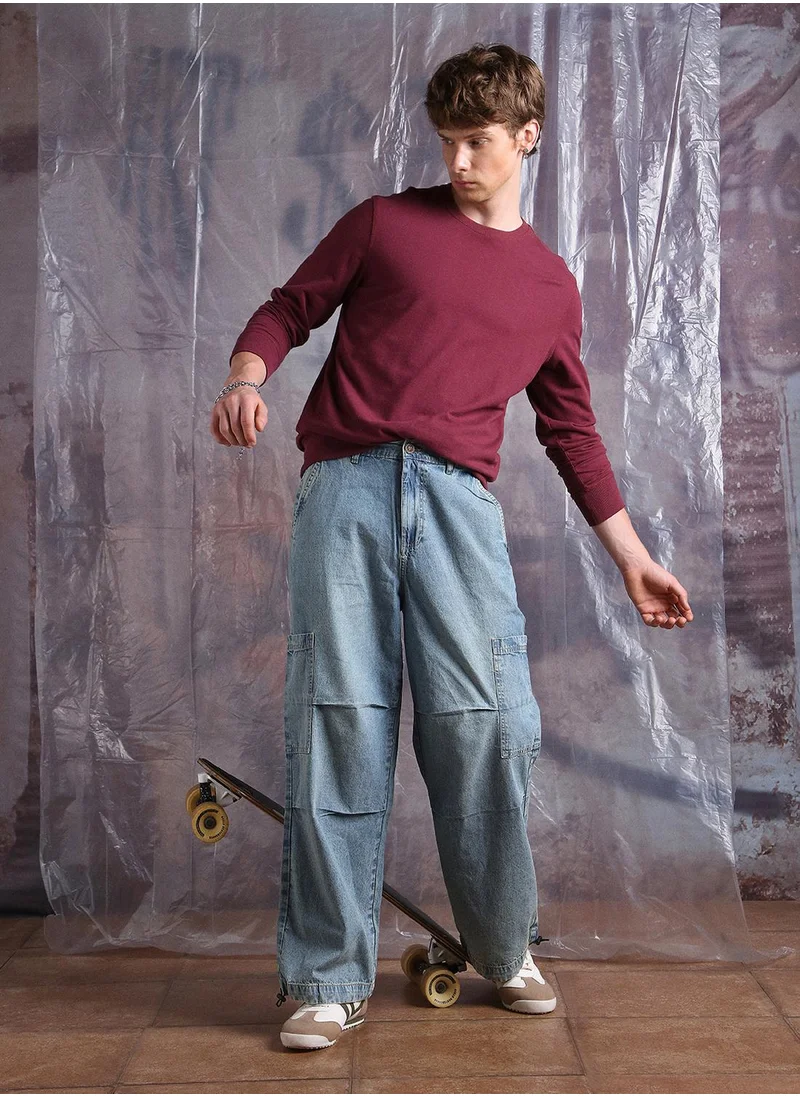 Hubberholme Blue Baggy Jeans Washed design crafted from 100% Cotton with Button closure.