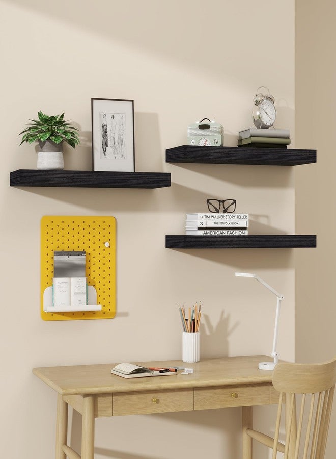 Vervida® 3 Pack Black Floating Shelves,24" W x 7.9" D x 1.5" H, Holds Up to 37 Lbs, Ideal for Living Room, Bedroom, Bathroom, Kitchen, Office, Storage, Display, with Invisible Brackets Wall Shelves - Image 3