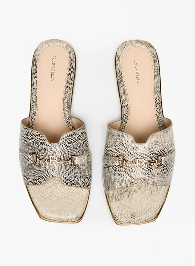 Flora Bella By Shoexpress Women Animal Print Slip-On Sandals with Logo Accent