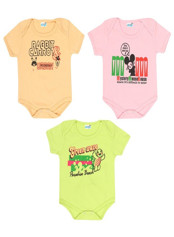 dongli Unisex Soft Cotton Baby Bodysuits (Pack of 3) - Image 1