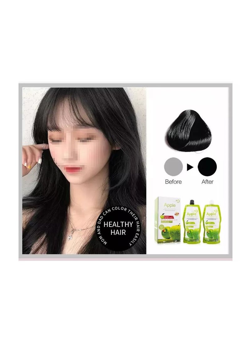 BLOOMING TIME Apple Fruit Extract Black Darken Dye Cream Ammonia Free Organic Dye Grey Hair  - Image 2