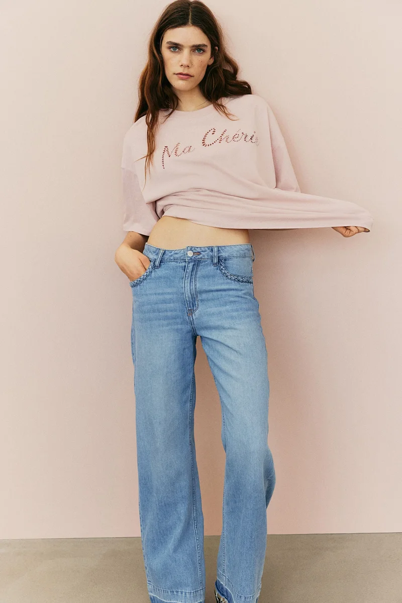اتش اند ام Oversized motif-detail T-shirt