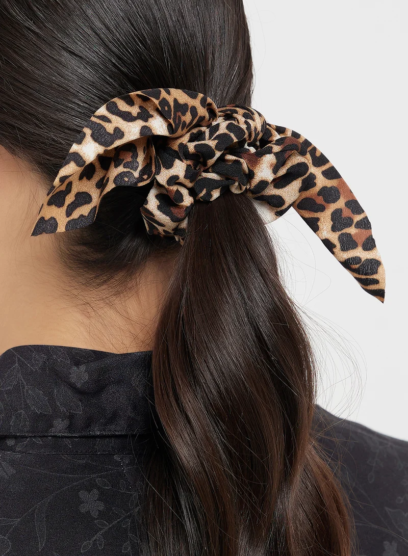 Ginger 3 Pack Hair Scarf Detail Leopard Print Scunchie