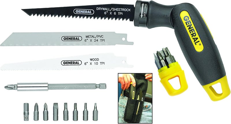 General Tools 14 piece 4-In-1 Multi-Purpose Screwdriver/Saw Set #86014, Compact and Portable For Camping, Car, Home - Image 1