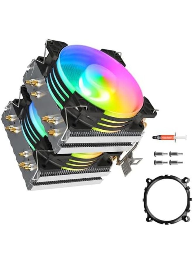 6 مبرد هواء لوحدة المعالجة المركزية بأنابيب حرارية مع مروحة ARGB لألعاب الكمبيوتر المكتبي LGA تبريد هادئ - Image 1