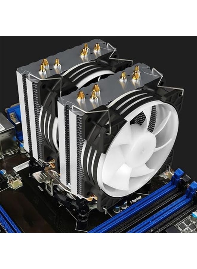 6 مبرد هواء لوحدة المعالجة المركزية بأنابيب حرارية مع مروحة ARGB لألعاب الكمبيوتر المكتبي LGA تبريد هادئ - Image 3