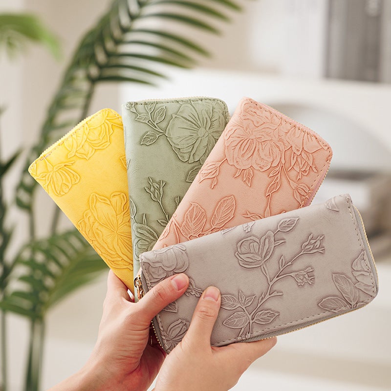 Multifunctional Solid Color PU Leather Wallet, RFID Blocking Design Portable Daily Storage Purse for Cards Cash Coin Business Use - Image 1