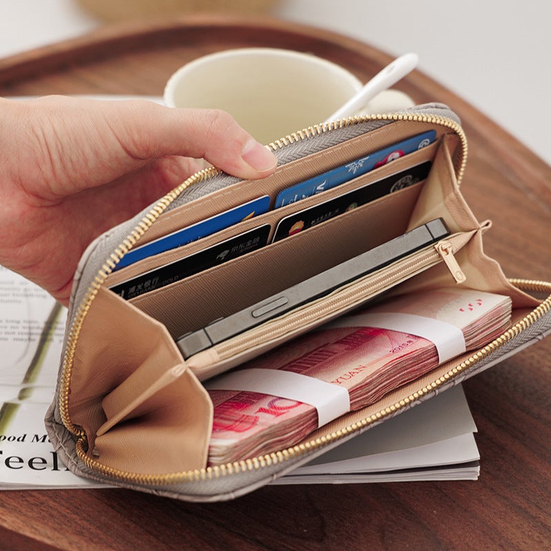 Multifunctional Solid Color PU Leather Wallet, RFID Blocking Design Portable Daily Storage Purse for Cards Cash Coin Business Use - Image 3