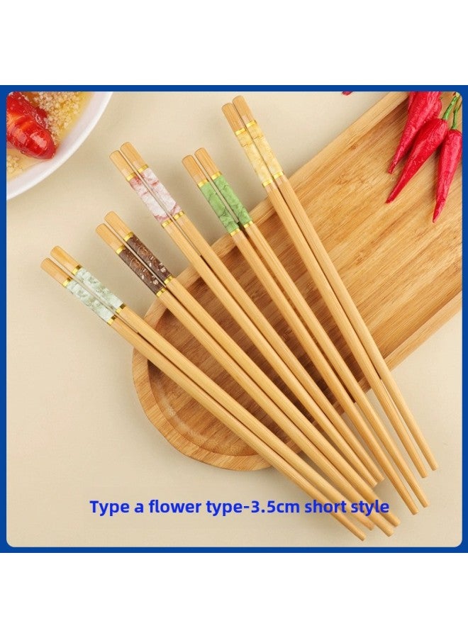Marble Printing Chopsticks Mildew-proof Non-slip Natural Bamboo Chopsticks Household Bamboo Chopsticks Five-color Household Chopsticks Manufacturers Wholesale-Color:Marble 10 Pairs In Bags-short Style-Specifications:24x7.0 Chaotic  - Image 5