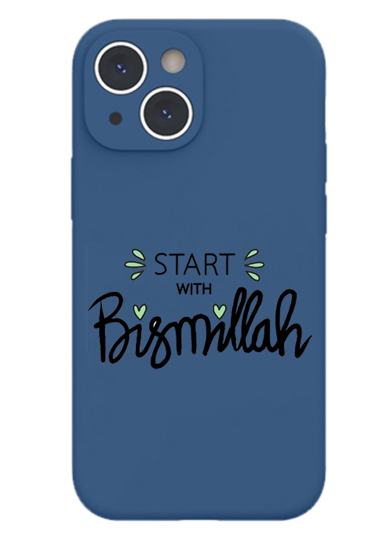 Theodor Protective Slim Fit Case Liquid Silicone Cover with Full Body Protection Anti-Scratch Shockproof Case For iPhone 13 Blue  - Start with Bismillah - Image 1