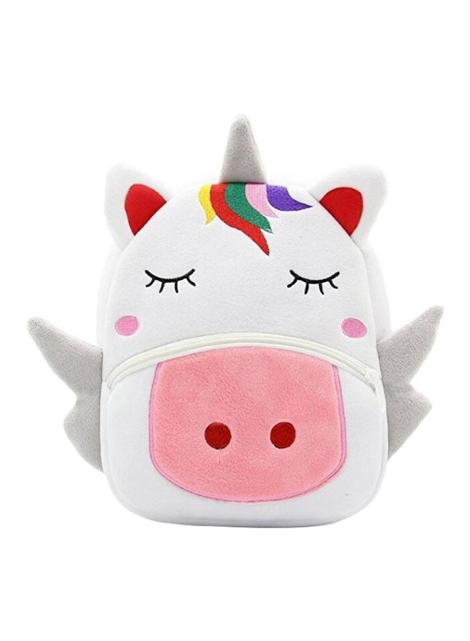 نيبمينينت Unicorn Pattened Soft Plush Kindergarten Backpack White/Pink/Red  - Image 1