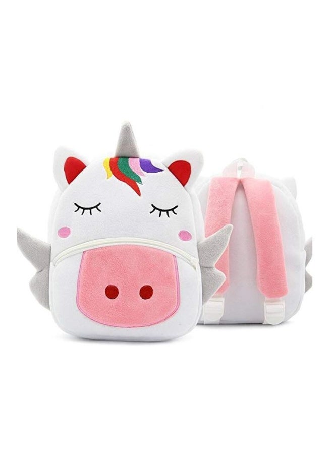 نيبمينينت Unicorn Pattened Soft Plush Kindergarten Backpack White/Pink/Red  - Image 3