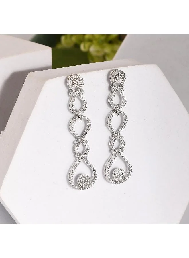 VOYLLA Voylla Sparkling Elegance Glamorous Loops American Diamond Long Dangler Earrings