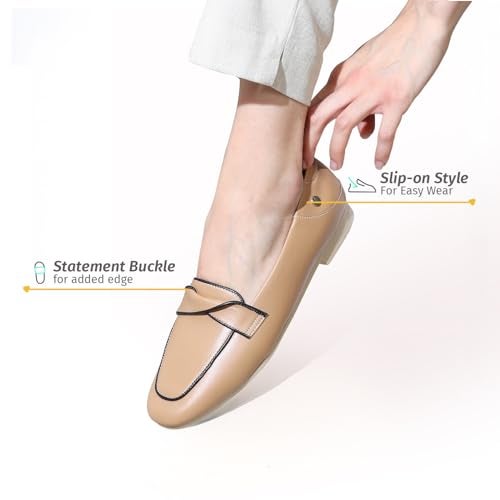 YOHO Bliss 007 Slip-on Loafers for Women | Comfortable & Stylish Flat | Fashion Moccasins with Footpharma Footbed | Perfect for Casual, Formal Shoe | Brown - UK 7 - Image 5