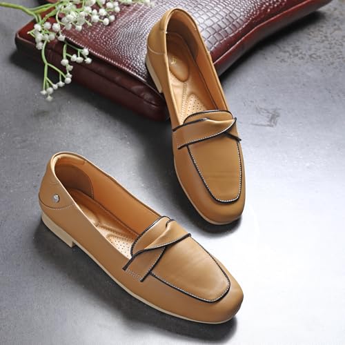 YOHO Bliss 007 Slip-on Loafers for Women | Comfortable & Stylish Flat | Fashion Moccasins with Footpharma Footbed | Perfect for Casual, Formal Shoe | Brown - UK 7 - Image 2