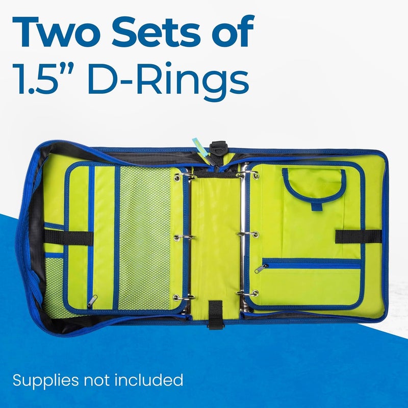 Case it Case-it The Dual 2-in-1 Zipper Binder | Two 1.5-Inch D-Rings, 600 Sheet Capacity, Pencil Pouch & Multiple Pockets | School & Office Organizer with Shoulder Strap | Dual-101 Monster Design Red - Image 2