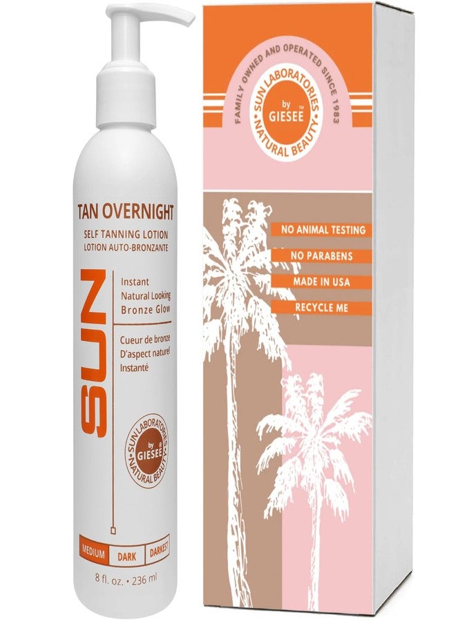Sun Laboratories by Giesee Tan Overnight Sunless Tanning Lotion 8 oz - Self Tanner, Self Tanning Lotion, Face Tanner - Natural, Long Lasting, Instant Dark Bronzer, Gradual Tan for Sun-Kissed Glow - Image 1
