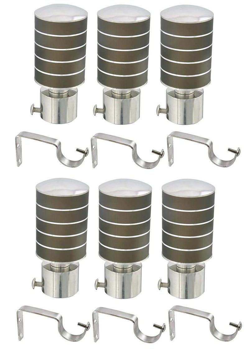 Madhuli Stainless Steel Curtain Finial with Brackets - Pack of 6 - Image 1