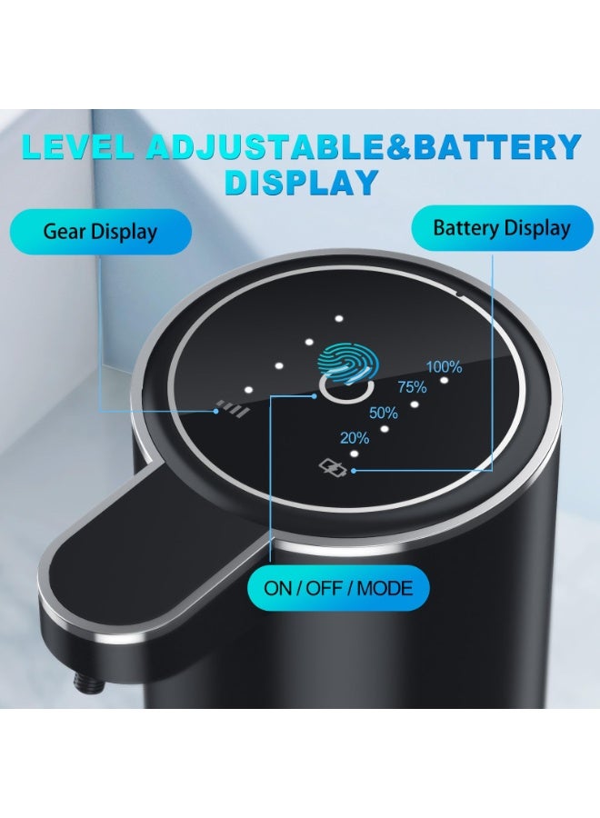 بواو موزع رغوة الصابون الأوتوماتيكي بواو موزع صابون أوتوماتيكي برغوة، موزع صابون كهربائي قابل للتعديل بدون لمس سعة 380 مل، موزع صابون كهربائي قابل للتعديل بدون لمس 4 تروس، قابل لإعادة الشحن بواسطة USB مع مستشعر حركة بالأشعة تحت الحمراء للحمام والمطبخ والمكتب - Image 3