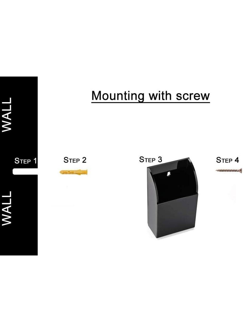 تي بي جي بي حامل جهاز تحكم عن بعد من الأكريليك الشفاف شديد التحمل من الجيل الثالث لوازم المكتب مثبتة على الحائط، منظم تخزين حاوية 1 مقصورة سوداء - Image 5