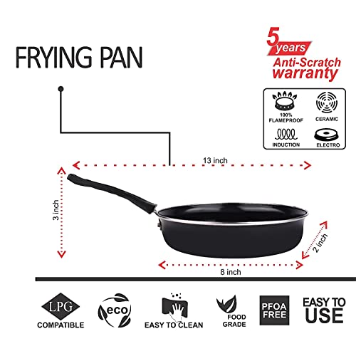 ATEVON Nonstick Cookware Gift Set, Includes Kadai Lid, Big Tadka, Frypan Kitchen Tool Set, 4 Pieces Kitchen Set(Black) - Image 4