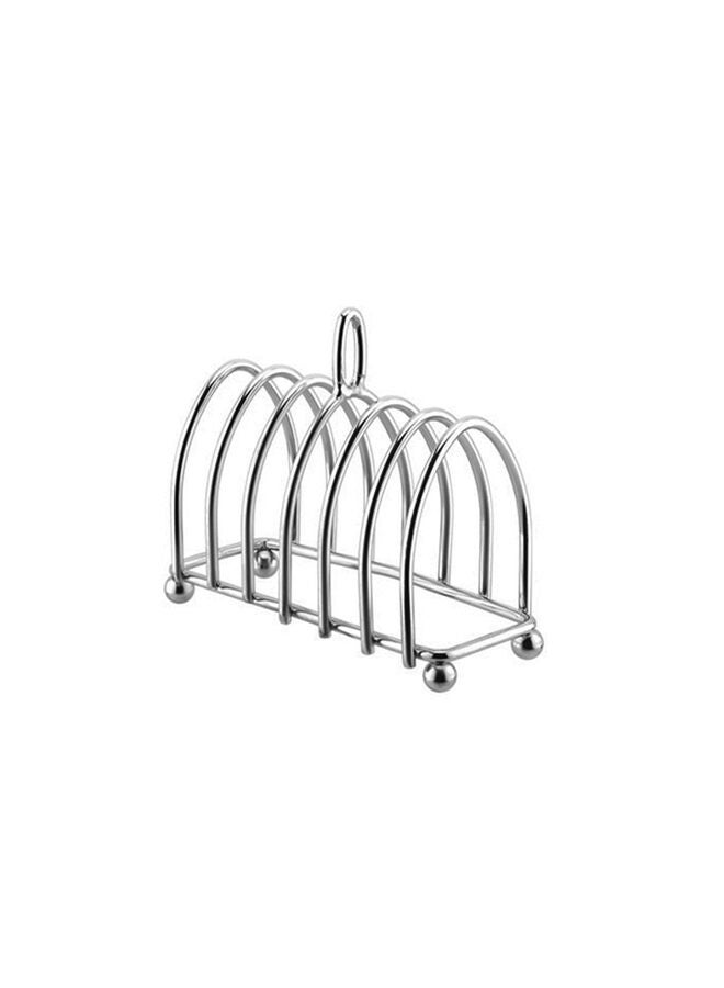 Vintage Toast Rack English Style - Victorian Chrome Toast Stand with Ball Feet - 6 Slice Slot Toast Caddy with Carry Handle - Image 1
