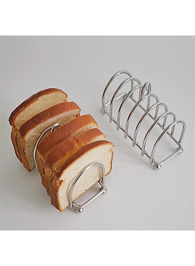 Vintage Toast Rack English Style - Victorian Chrome Toast Stand with Ball Feet - 6 Slice Slot Toast Caddy with Carry Handle - Image 3