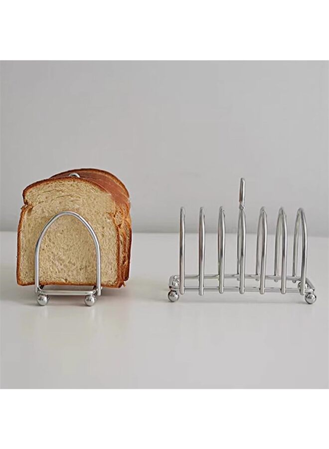 Vintage Toast Rack English Style - Victorian Chrome Toast Stand with Ball Feet - 6 Slice Slot Toast Caddy with Carry Handle - Image 2