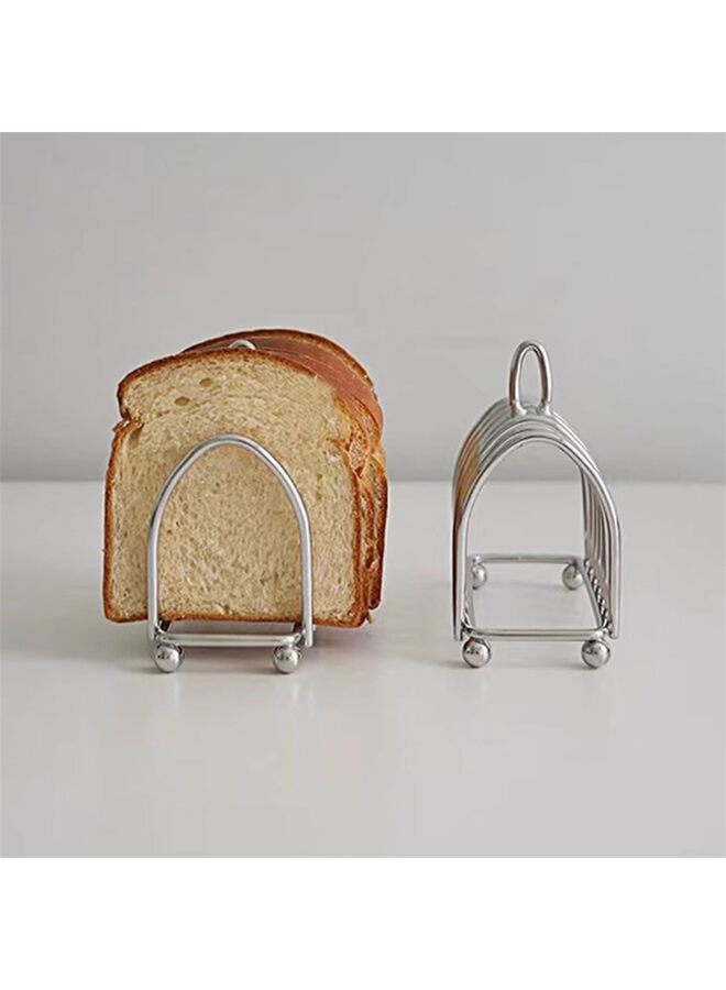 Vintage Toast Rack English Style - Victorian Chrome Toast Stand with Ball Feet - 6 Slice Slot Toast Caddy with Carry Handle - Image 4