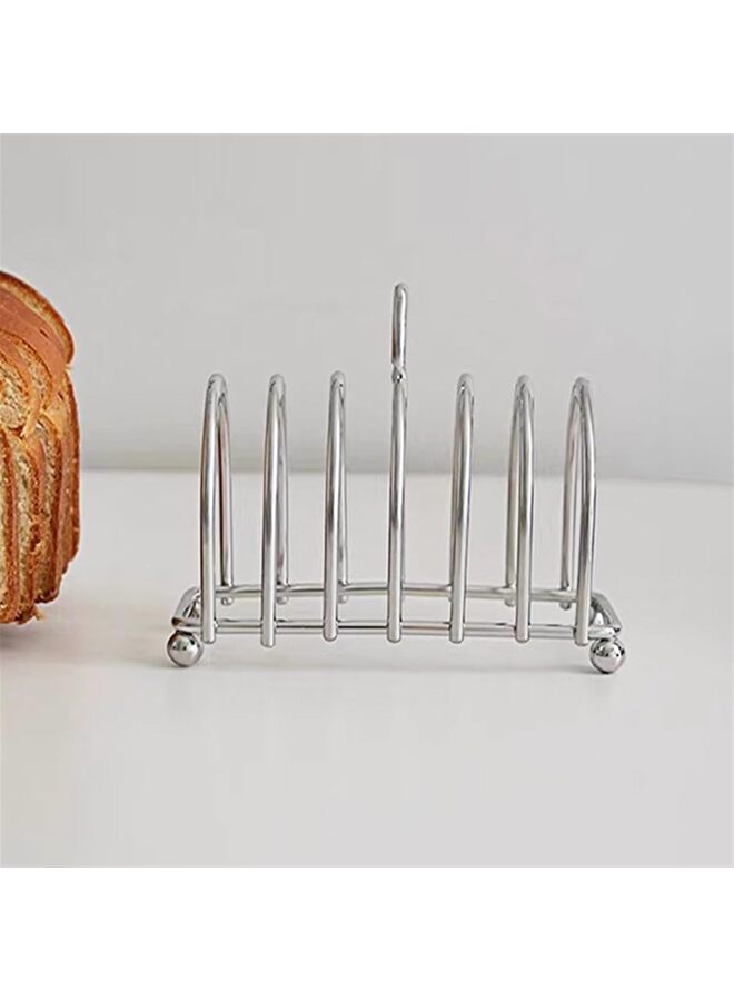 Vintage Toast Rack English Style - Victorian Chrome Toast Stand with Ball Feet - 6 Slice Slot Toast Caddy with Carry Handle - Image 5