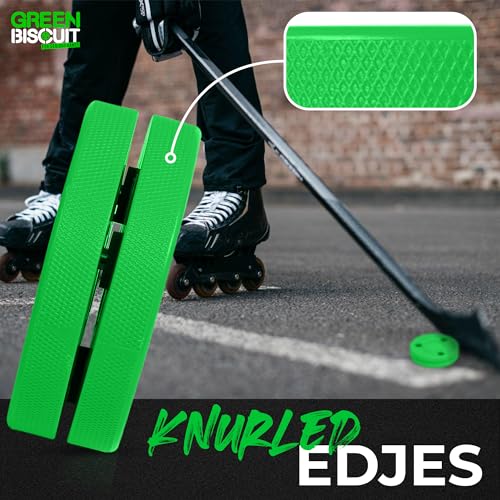 Green Biscuit Passer 2-Pack – Off-Ice Hockey Training Puck for Better Passing & Stickhandling – Street & Driveway Hockey Puck for Kids & Adults – Slides Smoothly on Concrete & Asphalt - Image 4